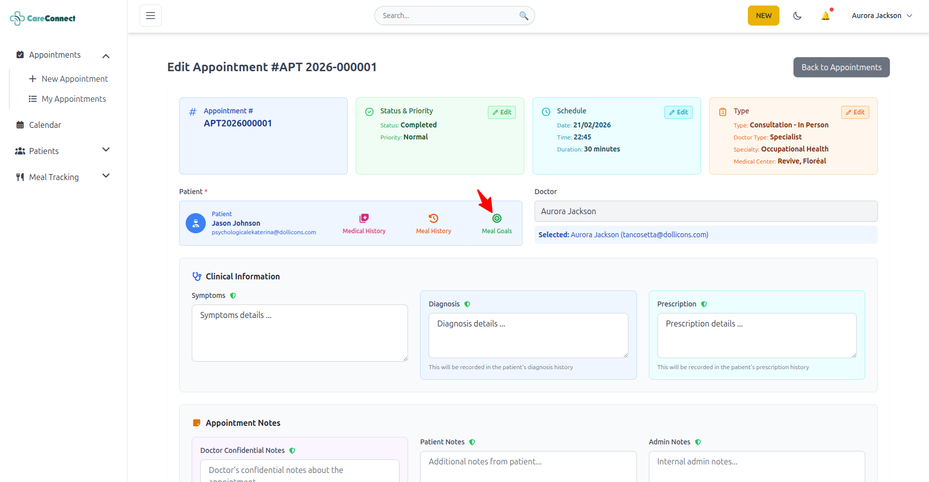 Doctor Creating Meal Goal During Appointment